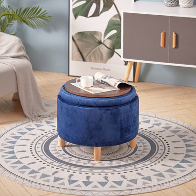 Blue round deals ottoman with storage