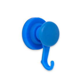 Blue Rubber Coated Neodymium Magnet with Swivel Hook for Holding Rope, Wires and Clothing - 43mm dia