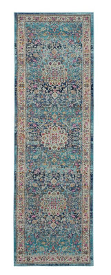 Blue Rug, Stain-Resistant Persian Rug, Floral Luxurious Rug, Traditional Rug for Bedroom, & Dining Room-61cm X 115cm