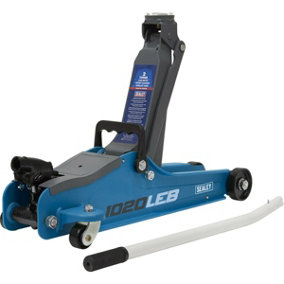 Blue Short Chassis Trolley Jack - 2000kg Limit - 385mm Max Height - Low Entry