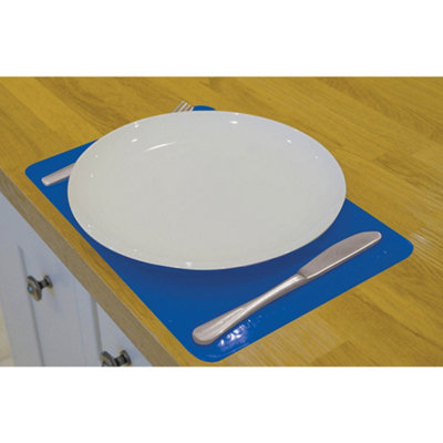 Blue Silicone Anti Slip Table Mat - 250 x 180mm - Dishwasher Safe Dining Mat