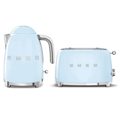 Blue Smeg KLF03 1.7Ltr - 3kw Kettle and TSF01 2 Slice Toaster Set