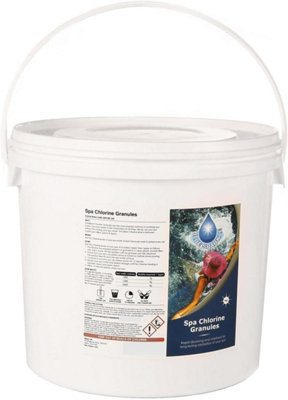 BLUE SPARKLE 10 Kg Chlorine Granules Water Treatment for Rapid Disinfecting and Cleaning of Hot Tub Spa and Swimming Pool