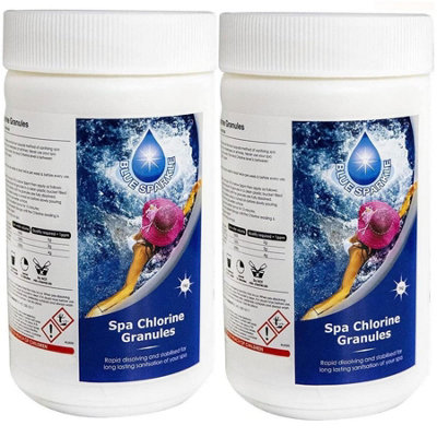 BLUE SPARKLE 2 Kg Chlorine Granules Water Treatment for Rapid Disinfecting and Cleaning of Hot Tub Spa and Swimming Pool