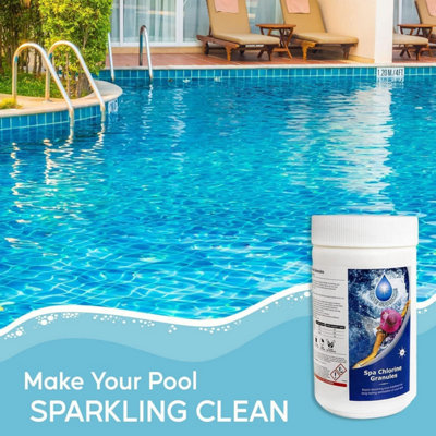 BLUE SPARKLE 2 Kg Chlorine Granules Water Treatment for Rapid Disinfecting and Cleaning of Hot Tub Spa and Swimming Pool