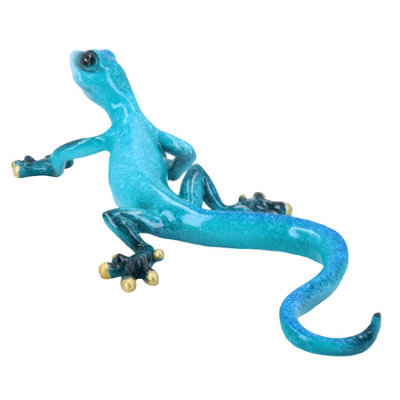 Blue Speckled Gecko Lizard Resin Wall Shed Sculpture Decor Statue Large House