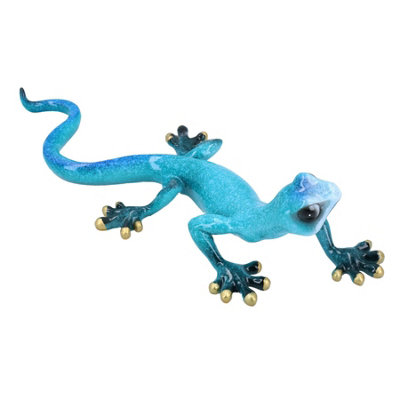 Blue Speckled Gecko Lizard Resin Wall Shed Sculpture Decor Statue Large House