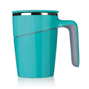 Blue Spill Resistant Mug - Non-Tip Vacuum Cup with Stainless Steel Double Walled Insulated Interior & Fitted Lid - 450ml Capacity