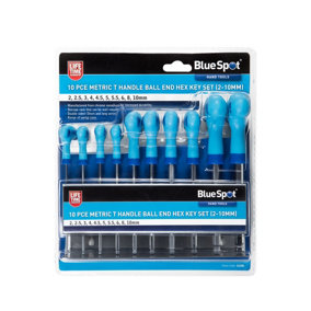 Blue Spot Tools - 10 PCE Metric T Handle Ball End Hex Key Set (2-10mm)