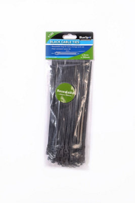 Blue Spot Tools - 100 Pce 4.8mm X 200mm Black Cable Ties