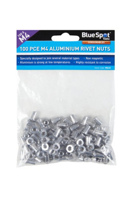 Blue Spot Tools - 100 PCE M4 Aluminium Rivet Nuts