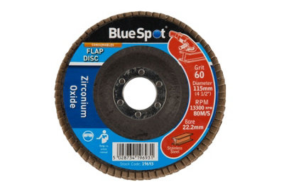 Blue Spot Tools - 115mm (4.5") 60 Grit Zirconium Oxide Flap Disc
