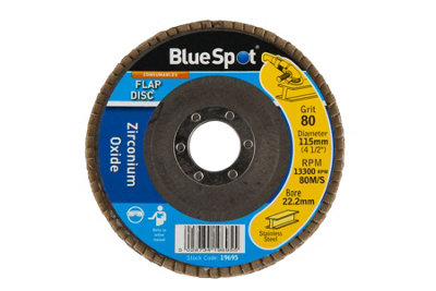 Blue Spot Tools - 115mm (4.5") 80 Grit Zirconium Oxide Flap Disc