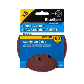 Blue Spot Tools - 125mm 5 Pack 80 Grit Sanding Disc