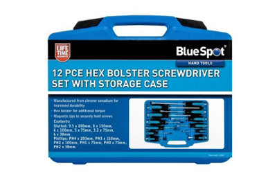 Blue Spot Tools - 12PCE Hex Bolster Screwdriver Set