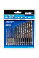Blue Spot Tools - 13 Pce Hex Fitting Titanium Drill Bit Set