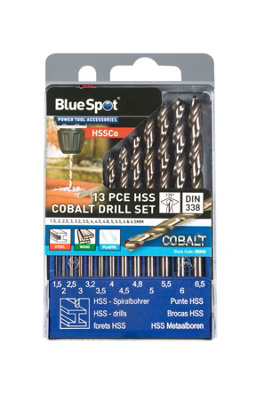 Blue Spot Tools - 13PCE Fully Ground 5% Cobalt Drills (1.5-6.5mm)