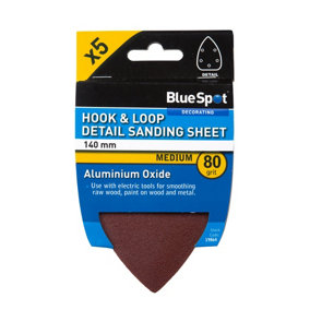 Blue Spot Tools - 140mm 5 Pack 80 Grit Detail Sanding Sheets