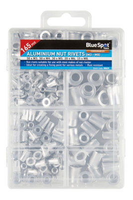 Blue Spot Tools - 165 PCE Aluminium Nut Rivets (M3 - M8)