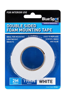 Blue Spot Tools 19mm x 2M White Double Sided Foam Mounting Tape