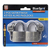 Blue Spot Tools - 2 Pce 40mm Satin Finish Keyed Alike Padlocks