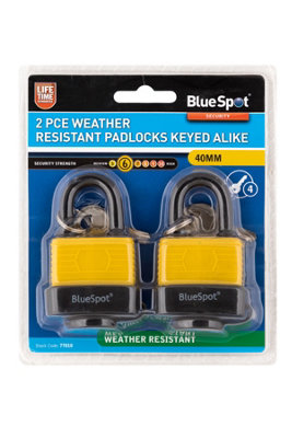 Blue Spot Tools - 2 Pce 40mm Weather Resistant Padlocks Keyed Alike