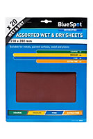 Blue Spot Tools - 20 Pce Assorted Wet And Dry Sandpaper Sheets