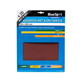 Blue Spot Tools - 20 Pce Assorted Wet And Dry Sandpaper Sheets