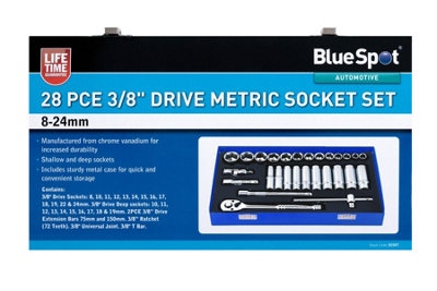 Blue Spot Tools - 28PCE 3/8" Drive Metric Socket Set (8-24mm)