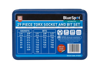 Blue Spot Tools - 29 Pce Torx Socket & Bit Set | DIY at B&Q