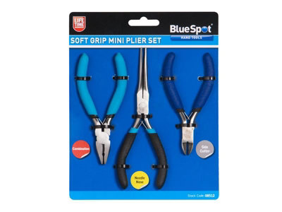 Blue Spot Tools - 3 Pce Soft Grip Mini Plier Set
