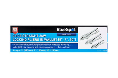 Blue Spot Tools - 3 PCE Straight Jaw Locking Pliers In Wallet (5", 7", 10")