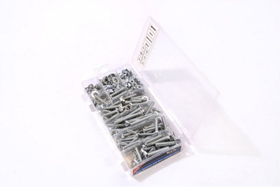 342-Piece Coarse Thread Carriage Bolt, Nut & Washer Assortment - Zinc Plated Steel