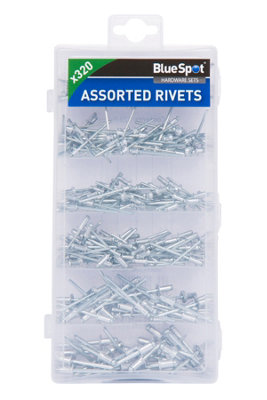 Blue Spot Tools - 320 Pce Assorted Blind Rivet Set (2.4mm, 3.2mm, 4.0mm, 4.8mm)
