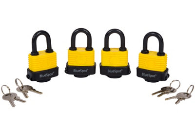 Blue Spot Tools - 4 Pce 40mm Weather Resistant Padlocks Keyed Alike - 3
