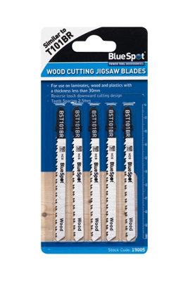 Blue Spot Tools - 5 PCE HCS Reverse Pitch Jigsaw Blades For Wood (10 TPI)