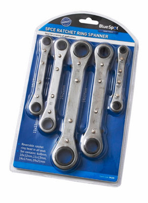 Blue Spot Tools - 5 Pce Metric Ratchet Ring Spanner Set (6-21mm)