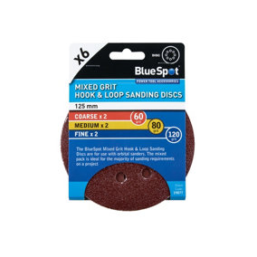 Blue Spot Tools - 6 Pack 125mm Mixed Grit Sanding Disc