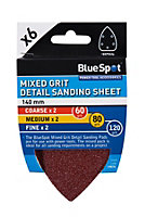 Blue Spot Tools - 6 Pack 140mm Mixed Grit Detail Sanding Sheets