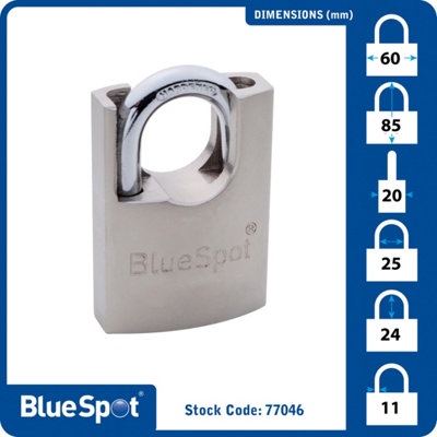 Blue Spot Tools - 60mm Shrouded Satin Finish Padlock