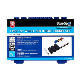 Blue Spot Tools - 7 PCE 1/2"  Wheel Nut Impact Socket Set - 17, 19, 21mm