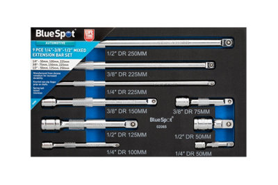 Blue Spot Tools - 9 PCE 1/4"-3/8"-1/2" Mixed Extension Bar Set