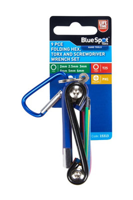 Blue Spot Tools - 9 PCE Folding Hex, Torx and Screwdriver Wrench Set