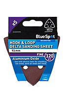 Blue Spot Tools - 93mm 5 Pack 120 Grit Delta Sanding Sheets