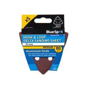 Blue Spot Tools - 93mm 5 Pack 80 Grit Delta Sanding Sheets