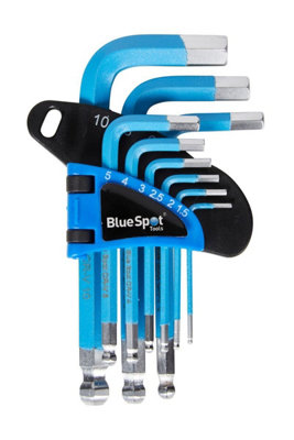 Blue Spot Tools - 9Pce Short Arm Ball End Hex Key Set (1.5-10mm)
