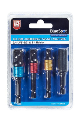Blue Spot Tools - Colour Coded Impact Socket Adaptor Set (1/4-3/8-1/2 ...