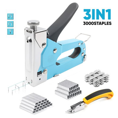 Blue Staple Gun Heavy Duty Tacker Stapler Upholstery Nail Gun 3000x ...