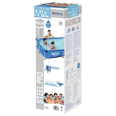 Blue Steel Pro Rectangular Frame Swimming Pool - 221x150x43 cm