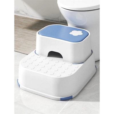 Blue Step Up Stool Non Slip Dual Height Toddlers Toilet Potty Training
